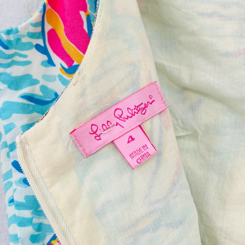 LILLY PULITZER Janice Shift Dress Womens 4 Blue Pink You Gotta Regatta Sailboat - Picture 8 of 14
